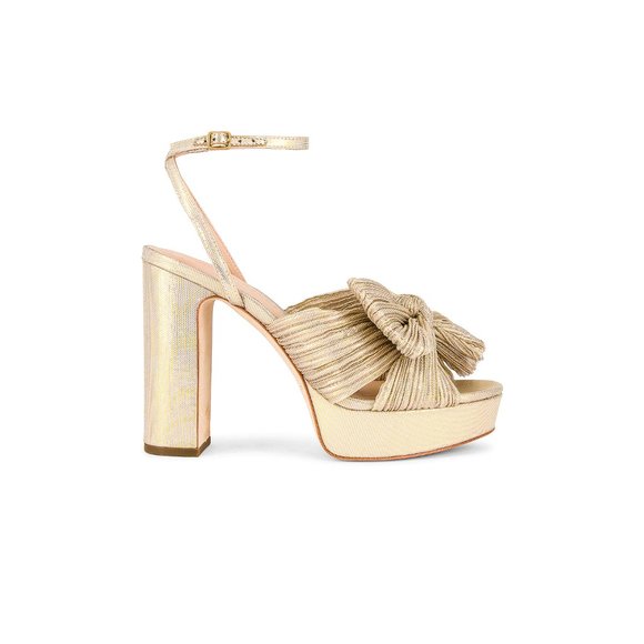 Loeffler Randall Natalia Pleated Platform Sandal in Platinum - Picture 1 of 10